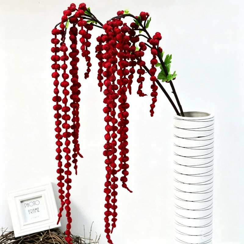 Lifelike 39" Trailing Amaranthus Garland, Artificial Hanging Berry Vine, Realistic Greenery for Tall Vases, Wedding Arches, Wall Decor & DIY Projects
