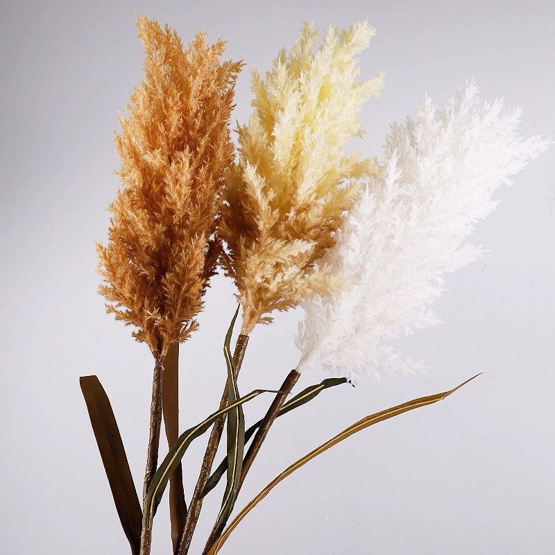 39" Tall Faux Pampas Grass Stems, Large Fluffy Artificial Reeds for Vase, Boho Home Decor & Wedding Arrangements, Neutral Farmhouse Accent (Warm Taupe, Light Beige, or White)