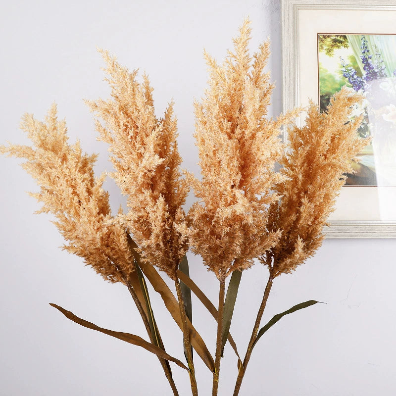 39" Tall Faux Pampas Grass Stems, Large Fluffy Artificial Reeds for Vase, Boho Home Decor & Wedding Arrangements, Neutral Farmhouse Accent (Warm Taupe, Light Beige, or White)