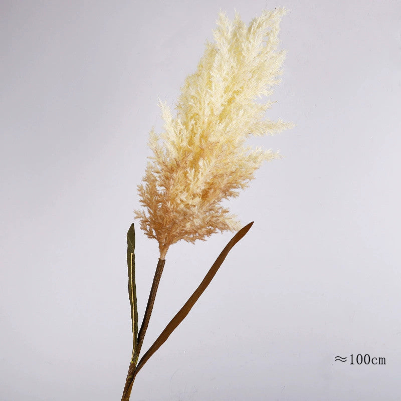 39" Tall Faux Pampas Grass Stems, Large Fluffy Artificial Reeds for Vase, Boho Home Decor & Wedding Arrangements, Neutral Farmhouse Accent (Warm Taupe, Light Beige, or White)