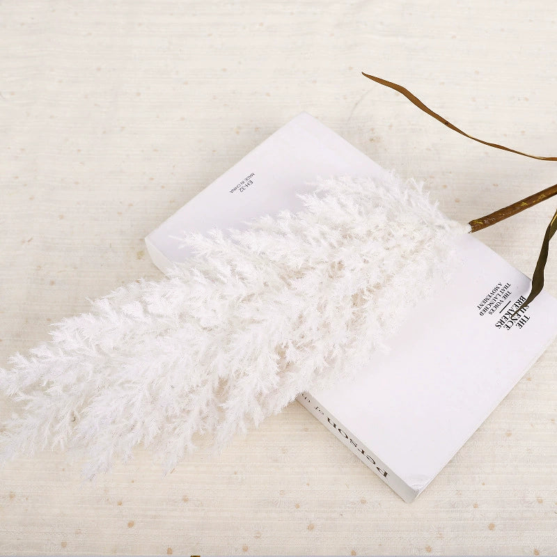 39" Tall Faux Pampas Grass Stems, Large Fluffy Artificial Reeds for Vase, Boho Home Decor & Wedding Arrangements, Neutral Farmhouse Accent (Warm Taupe, Light Beige, or White)