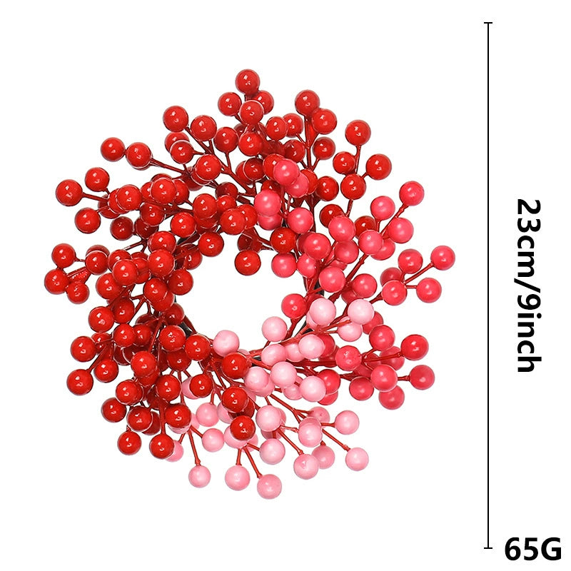 Red Berry Christmas Wreath, Lifelike Holiday Wreath for Front Door, Realistic Winter Greenery for Farmhouse Wall Decor, Mantle & DIY Events