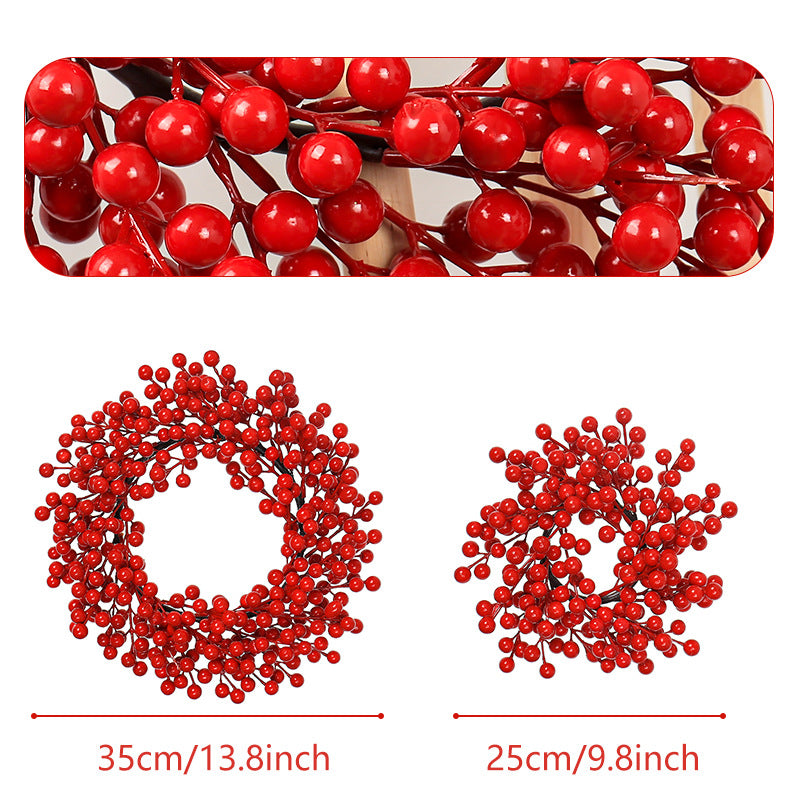 Red Berry Christmas Wreath, Lifelike Holiday Wreath for Front Door, Realistic Winter Greenery for Farmhouse Wall Decor, Mantle & DIY Events