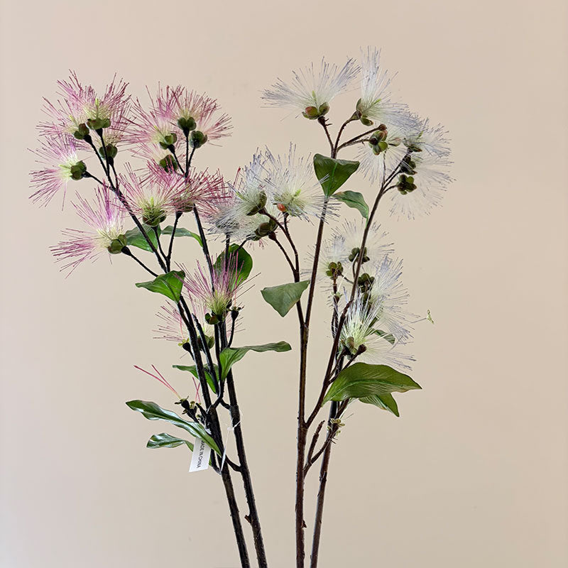 Faux Albizia Mimosa Spray, 38-Inch Tall Realistic Silk Tree Stem, Ethereal Puff Flower for Vase Arrangements, Wedding Centerpieces, Home Decor