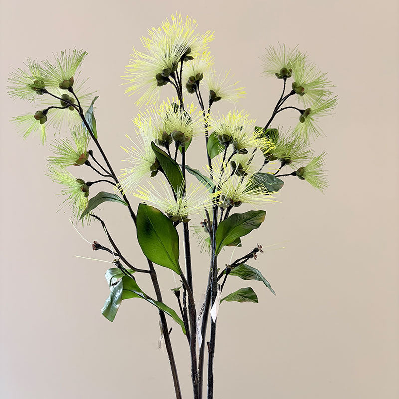 Faux Albizia Mimosa Spray, 38-Inch Tall Realistic Silk Tree Stem, Ethereal Puff Flower for Vase Arrangements, Wedding Centerpieces, Home Decor
