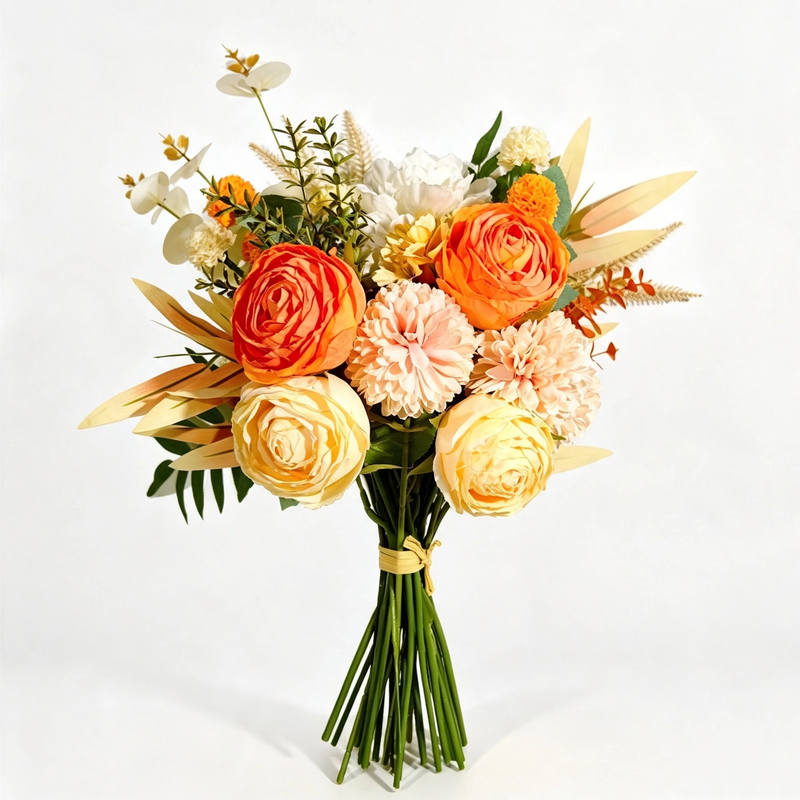 Bulk 16" Artificial Peony & Chrysanthemum Bouquet, Realistic Fall Decor, Perfect for Weddings, Home Styling, or Seasonal Events