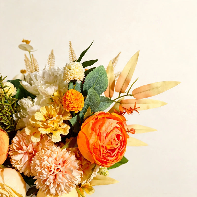 Bulk 16" Artificial Peony & Chrysanthemum Bouquet, Realistic Fall Decor, Perfect for Weddings, Home Styling, or Seasonal Events