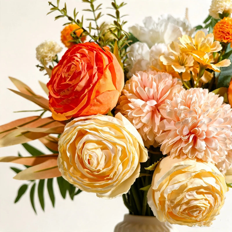 Bulk 16" Artificial Peony & Chrysanthemum Bouquet, Realistic Fall Decor, Perfect for Weddings, Home Styling, or Seasonal Events