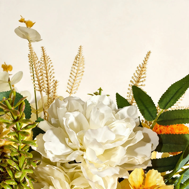 Bulk 16" Artificial Peony & Chrysanthemum Bouquet, Realistic Fall Decor, Perfect for Weddings, Home Styling, or Seasonal Events