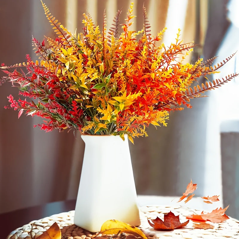 Autumn Eucalyptus Artificial Plants, 8-Count Set, Realistic Faux Greenery for Home Decor, Weddings, Events, and Seasonal Arrangements