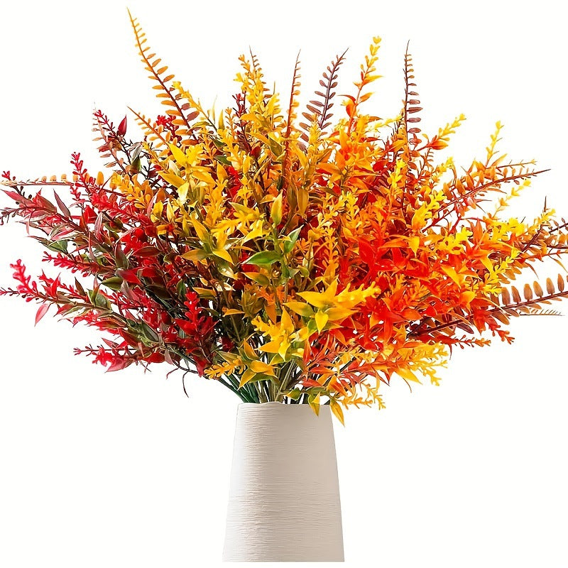 Autumn Eucalyptus Artificial Plants, 8-Count Set, Realistic Faux Greenery for Home Decor, Weddings, Events, and Seasonal Arrangements