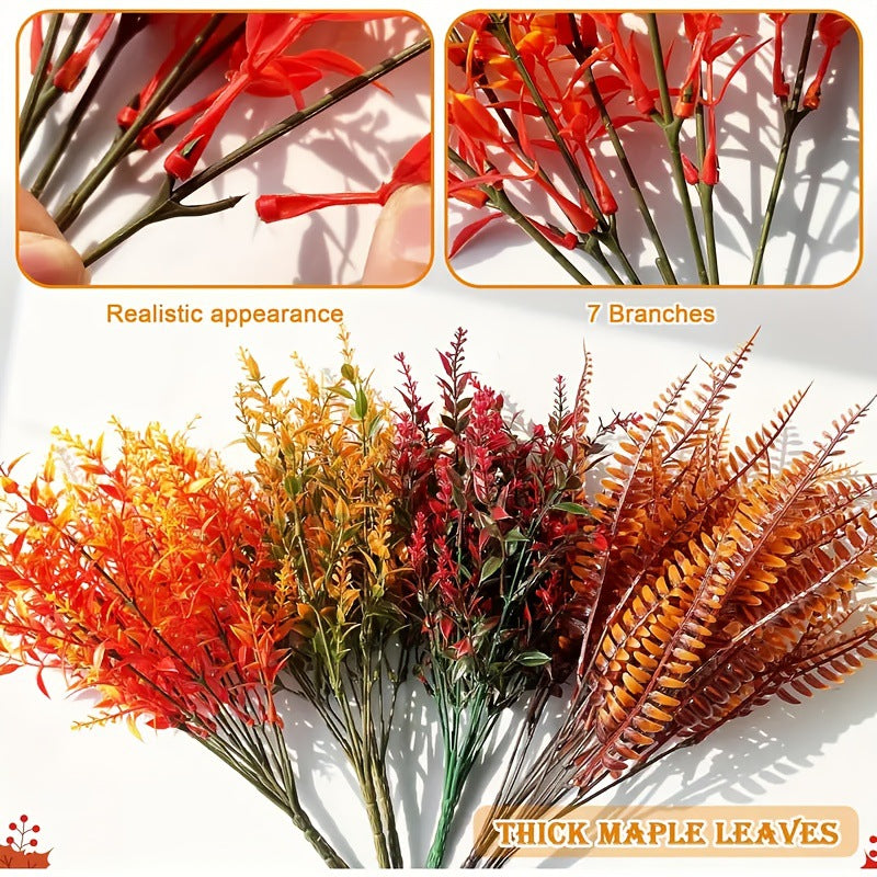Autumn Eucalyptus Artificial Plants, 8-Count Set, Realistic Faux Greenery for Home Decor, Weddings, Events, and Seasonal Arrangements