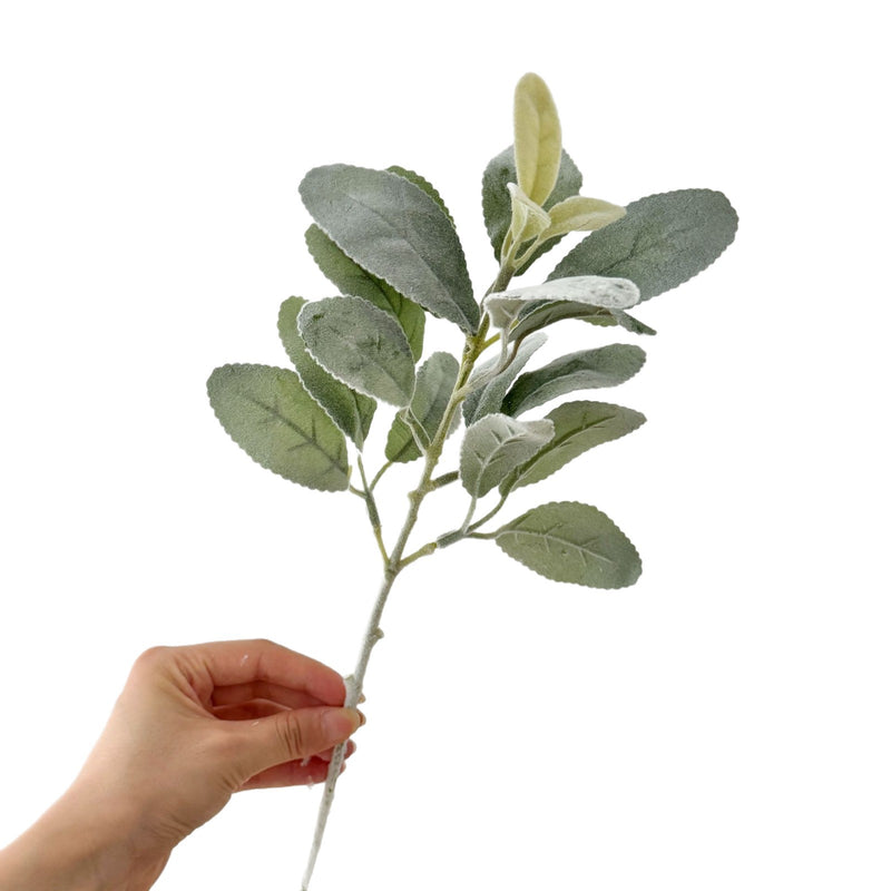 15" Faux Lamb's Ear Stems, Realistic Flocked Greenery, Soft Velvet Bunny Ear Leaves for Vase, Wedding Bouquet, DIY Wreath, Farmhouse Home Decor