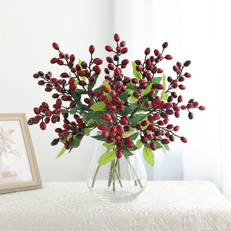 5 Pcs Artificial Olive Branch Stems, 14" Tall Faux Olive Berry Sprays, Realistic Greenery for Vase, Farmhouse Home Decor, DIY Wedding Bouquet