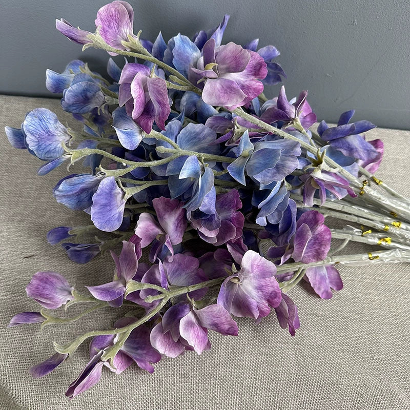 Artificial Sweet Pea Stems 25", Real Touch Faux Flowers for Vase, Long Stem Lifelike Floral for Wedding Bouquets, Spring Home Decor, Bulk