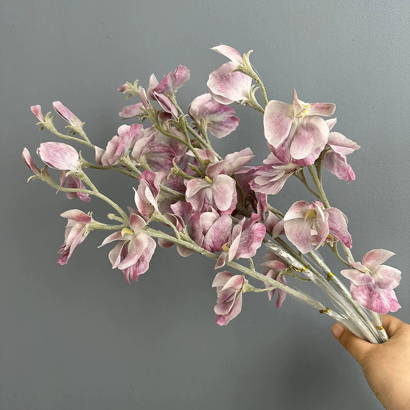 Artificial Sweet Pea Stems 25", Real Touch Faux Flowers for Vase, Long Stem Lifelike Floral for Wedding Bouquets, Spring Home Decor, Bulk