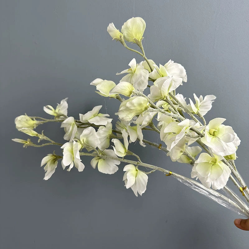 Artificial Sweet Pea Stems 25", Real Touch Faux Flowers for Vase, Long Stem Lifelike Floral for Wedding Bouquets, Spring Home Decor, Bulk