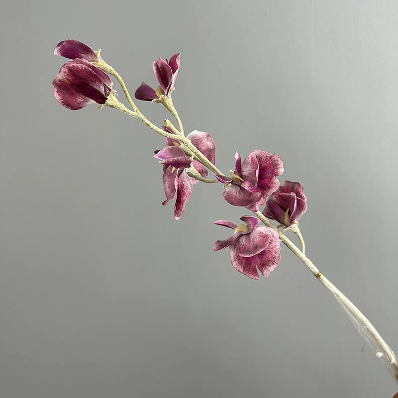 Artificial Sweet Pea Stems 25", Real Touch Faux Flowers for Vase, Long Stem Lifelike Floral for Wedding Bouquets, Spring Home Decor, Bulk