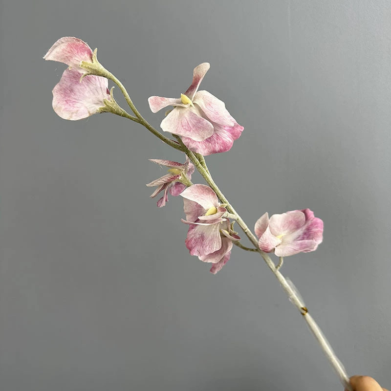 Artificial Sweet Pea Stems 25", Real Touch Faux Flowers for Vase, Long Stem Lifelike Floral for Wedding Bouquets, Spring Home Decor, Bulk