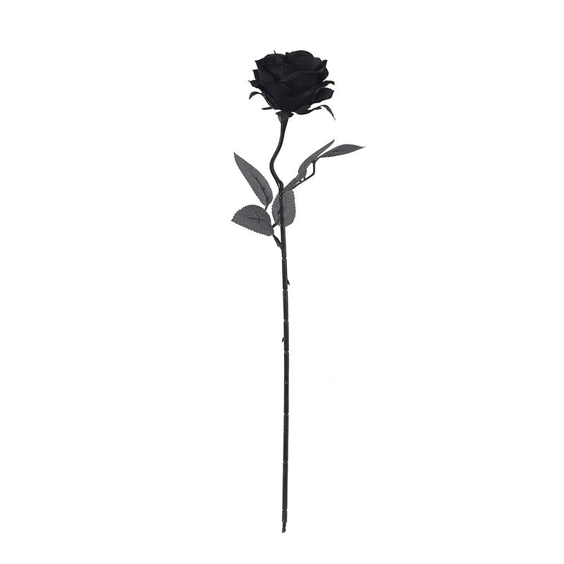 Black Rose Artificial Flower, 20" Long Stem Realistic Silk Rose, Gothic Home Decor, Moody Wedding Bouquet, Halloween Party, DIY Floral