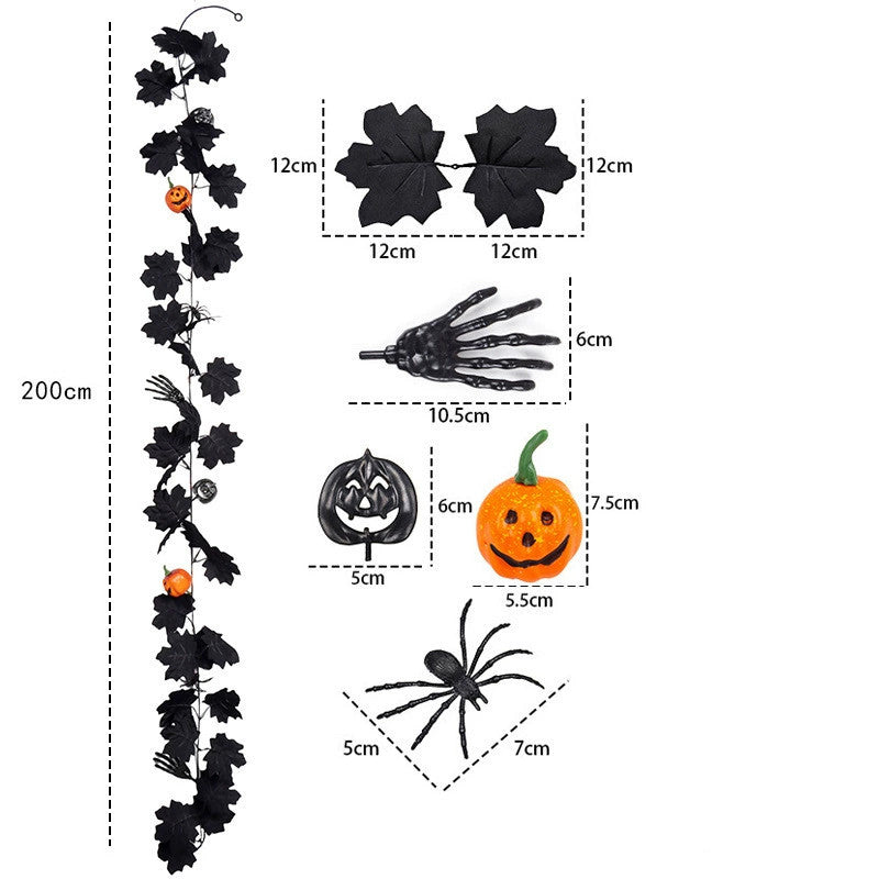 79" Halloween Garland, 2 Pack Artificial Pumpkin & Maple Leaf Vine, Realistic Fall Foliage for Autumn Wedding, Mantel Decor, Thanksgiving & Spooky Home Accents