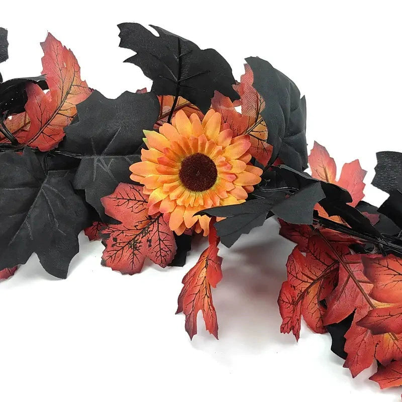 79" Halloween Garland, 2 Pack Artificial Pumpkin & Maple Leaf Vine, Realistic Fall Foliage for Autumn Wedding, Mantel Decor, Thanksgiving & Spooky Home Accents