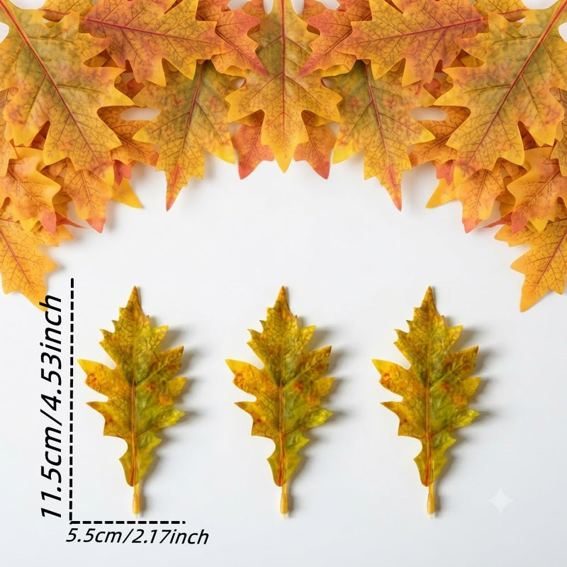 Faux Oak Leaf Stem, Realistic Touch, 4.5" & 5.5" Sizes, Perfect for Home Decor, Weddings, and Seasonal Displays