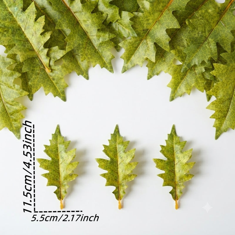 Faux Oak Leaf Stem, Realistic Touch, 4.5" & 5.5" Sizes, Perfect for Home Decor, Weddings, and Seasonal Displays