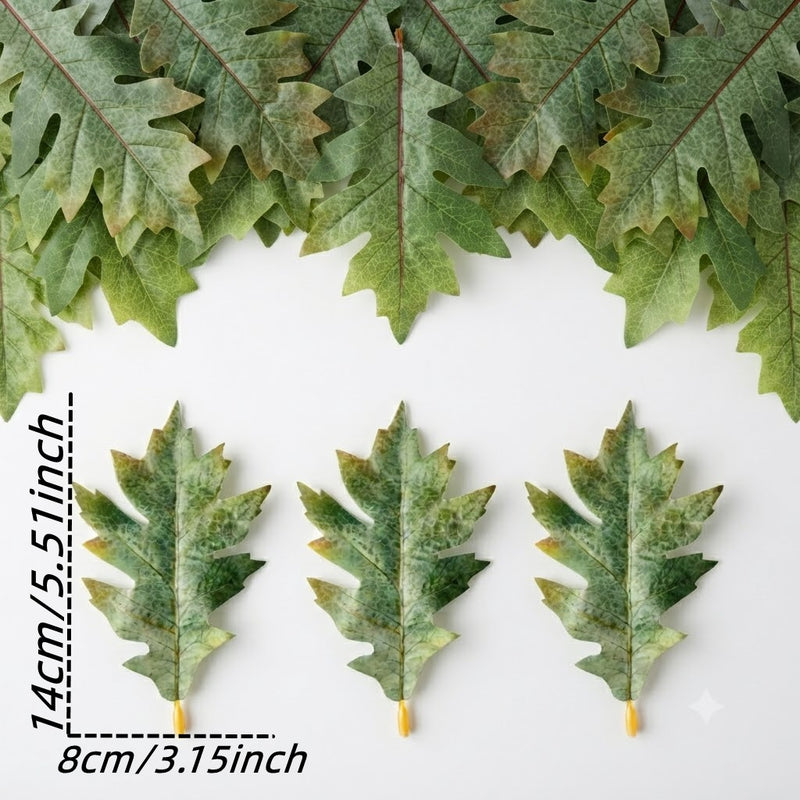 Faux Oak Leaf Stem, Realistic Touch, 4.5" & 5.5" Sizes, Perfect for Home Decor, Weddings, and Seasonal Displays