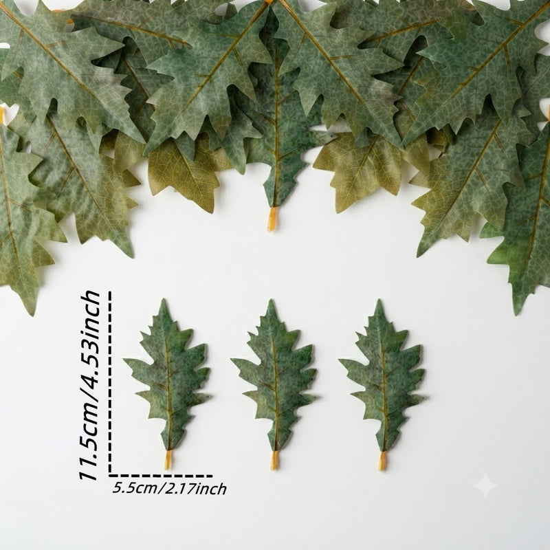 Faux Oak Leaf Stem, Realistic Touch, 4.5" & 5.5" Sizes, Perfect for Home Decor, Weddings, and Seasonal Displays