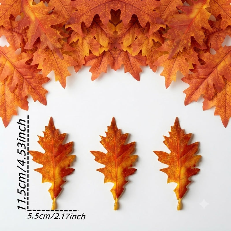 Faux Oak Leaf Stem, Realistic Touch, 4.5" & 5.5" Sizes, Perfect for Home Decor, Weddings, and Seasonal Displays