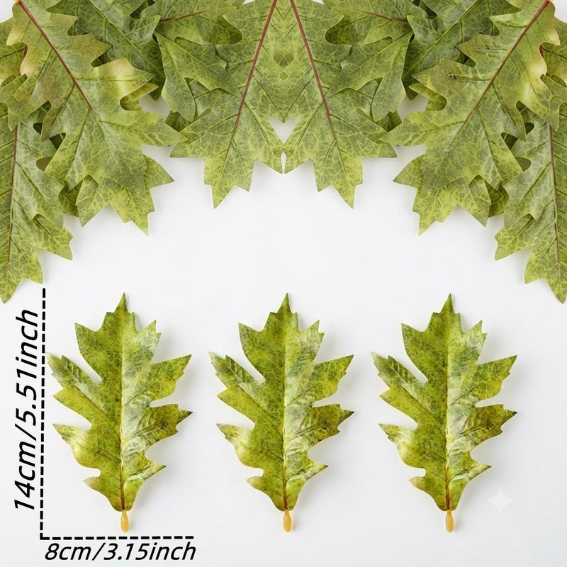 Faux Oak Leaf Stem, Realistic Touch, 4.5" & 5.5" Sizes, Perfect for Home Decor, Weddings, and Seasonal Displays