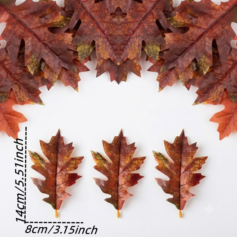Faux Oak Leaf Stem, Realistic Touch, 4.5" & 5.5" Sizes, Perfect for Home Decor, Weddings, and Seasonal Displays