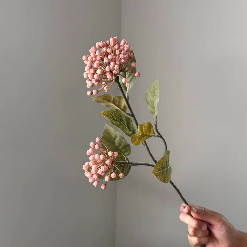 21" Autumn Hydrangea Stem with Berries, Large Lifelike Faux Flower for Fall Home Decor, Vase Arrangements, DIY Wedding Bouquets & Centerpieces