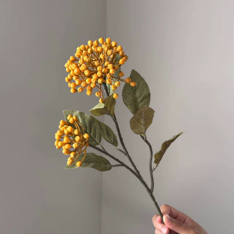 21" Autumn Hydrangea Stem with Berries, Large Lifelike Faux Flower for Fall Home Decor, Vase Arrangements, DIY Wedding Bouquets & Centerpieces