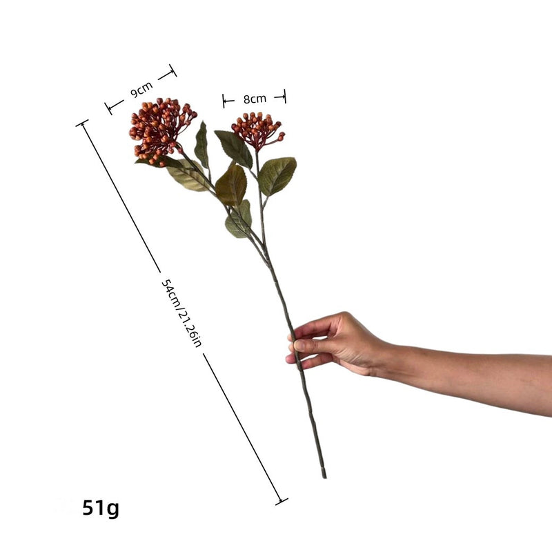 21" Autumn Hydrangea Stem with Berries, Large Lifelike Faux Flower for Fall Home Decor, Vase Arrangements, DIY Wedding Bouquets & Centerpieces