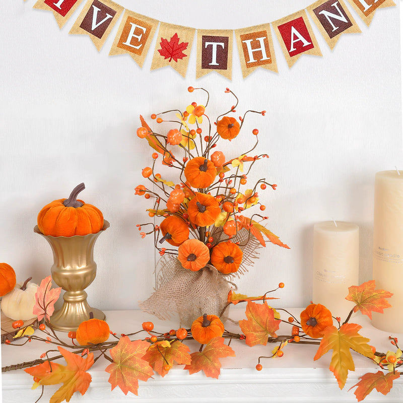 16" Faux Maple Leaf Berry Tree, Realistic Autumn Decor for Thanksgiving, Home & Event Styling, Perfect for Florists & DIY Projects