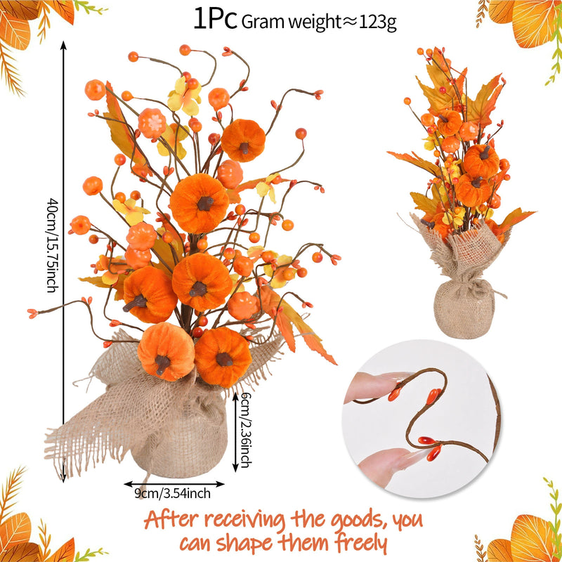 16" Faux Maple Leaf Berry Tree, Realistic Autumn Decor for Thanksgiving, Home & Event Styling, Perfect for Florists & DIY Projects