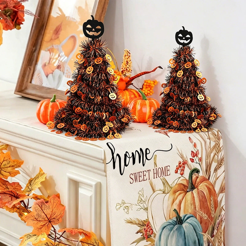 Halloween Witch Hat and Pumpkin Decor, 16" Height, Silver & Orange, Perfect for Home Decor, Parties, and Seasonal Displays