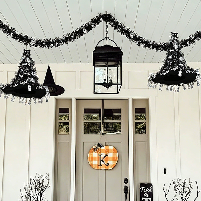 Halloween Witch Hat and Pumpkin Decor, 16" Height, Silver & Orange, Perfect for Home Decor, Parties, and Seasonal Displays