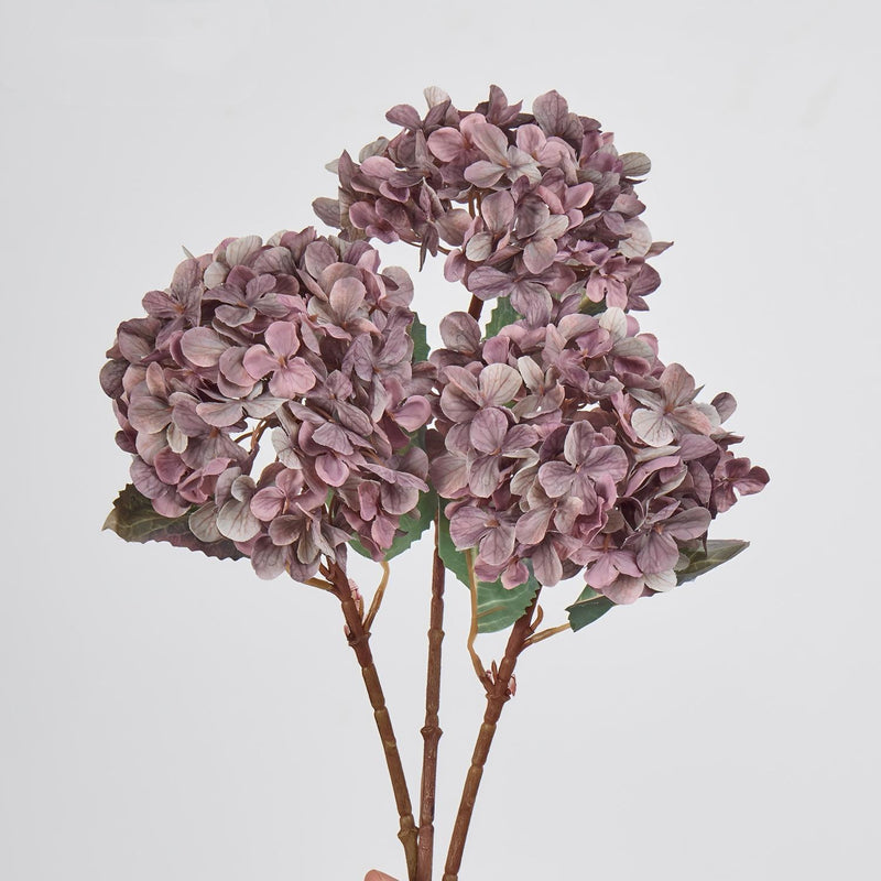 Bulk Set of 3 Faux Autumn Hydrangea Stems, 16" Tall with Large 6" Heads, Realistic Silk Flowers for Vase, Fall Home Decor, Wedding Centerpieces & DIY Floral Arrangements