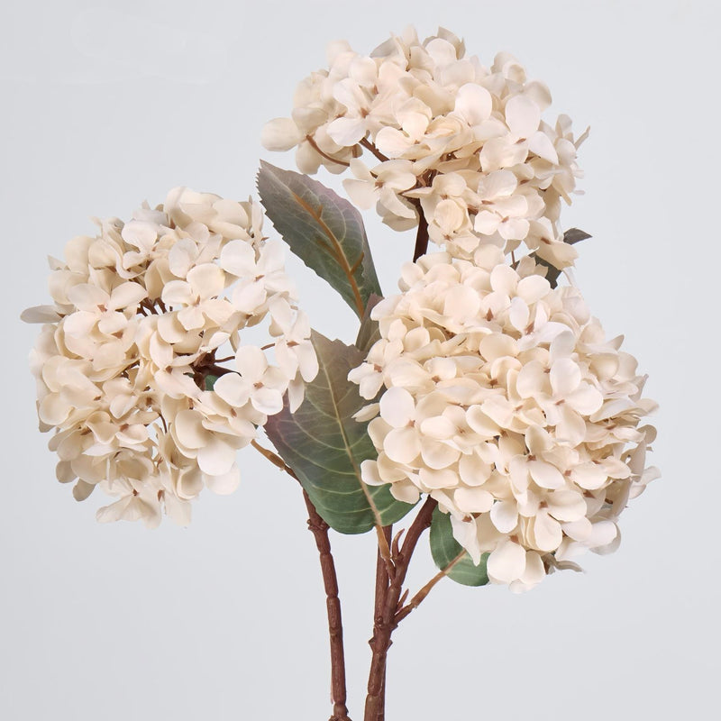 Bulk Set of 3 Faux Autumn Hydrangea Stems, 16" Tall with Large 6" Heads, Realistic Silk Flowers for Vase, Fall Home Decor, Wedding Centerpieces & DIY Floral Arrangements