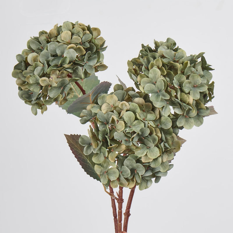 Bulk Set of 3 Faux Autumn Hydrangea Stems, 16" Tall with Large 6" Heads, Realistic Silk Flowers for Vase, Fall Home Decor, Wedding Centerpieces & DIY Floral Arrangements