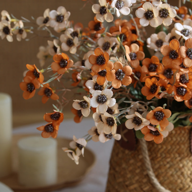 Realistic 24" Winter Flowering Plum Faux Floral Arrangement, Decorative Silk Flowers for Home Decor, Weddings, Events, and Seasonal Displays