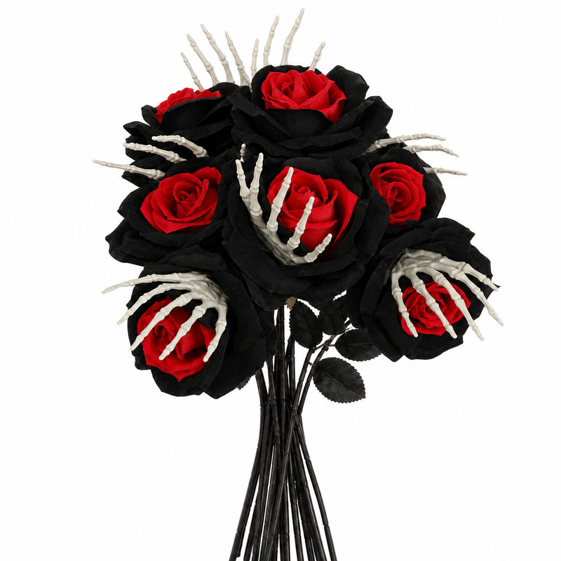 Dark Red & Black Faux Roses - 20" Long Stem Artificial Flowers for Home Decor, Weddings, Parties, Bouquets