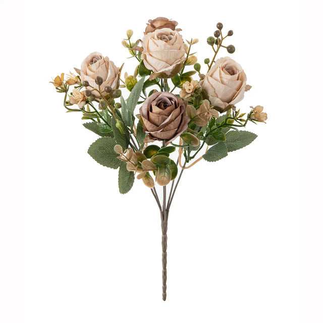 Fall Classic Rose Bouquet, 12" Real-Touch Faux Floral Arrangement, Perfect for Weddings, Home Decor, Events, and Seasonal Displays