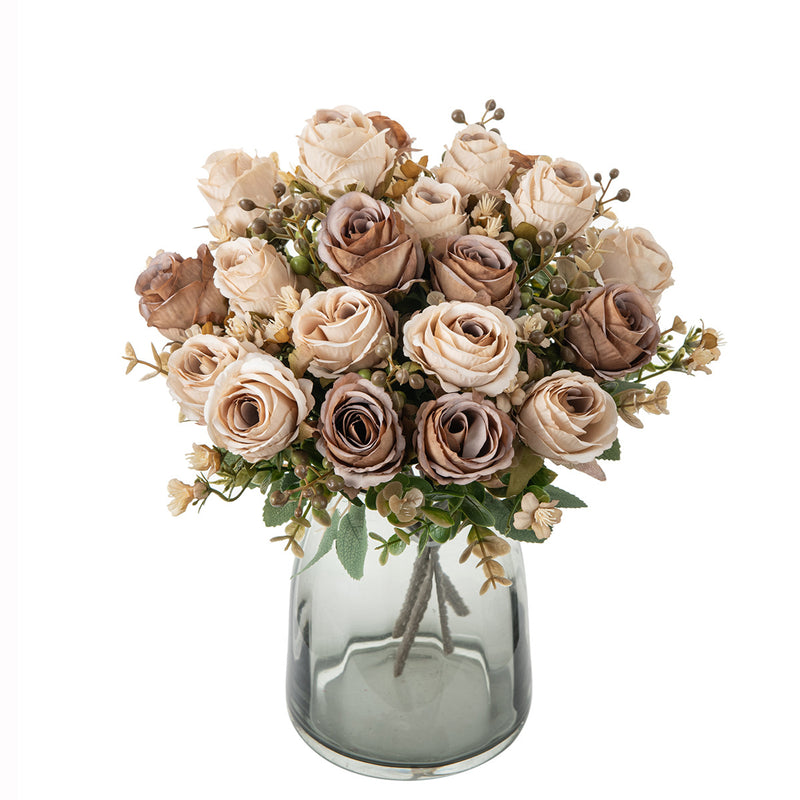Fall Classic Rose Bouquet, 12" Real-Touch Faux Floral Arrangement, Perfect for Weddings, Home Decor, Events, and Seasonal Displays
