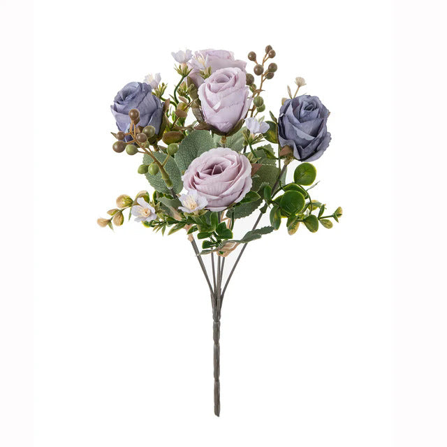 Fall Classic Rose Bouquet, 12" Real-Touch Faux Floral Arrangement, Perfect for Weddings, Home Decor, Events, and Seasonal Displays