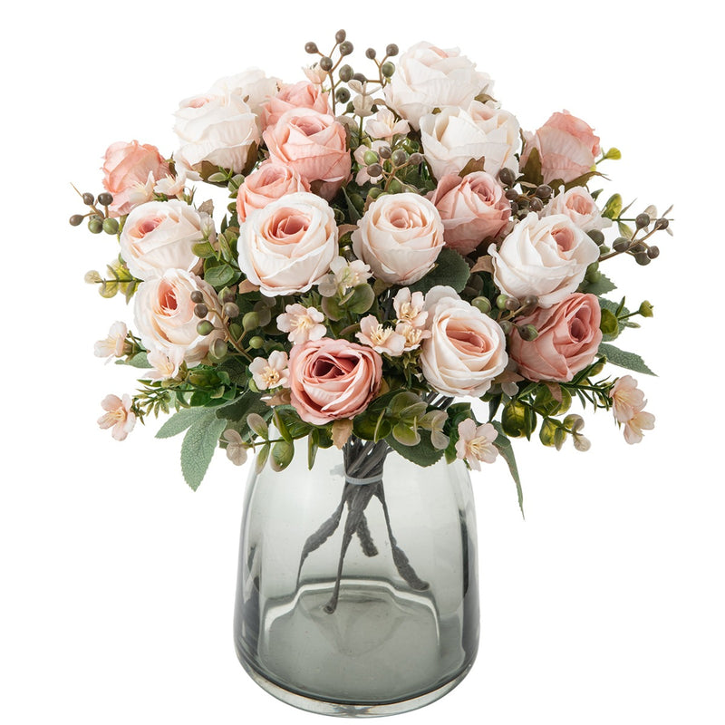Fall Classic Rose Bouquet, 12" Real-Touch Faux Floral Arrangement, Perfect for Weddings, Home Decor, Events, and Seasonal Displays
