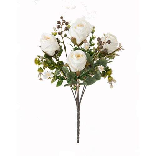 Fall Classic Rose Bouquet, 12" Real-Touch Faux Floral Arrangement, Perfect for Weddings, Home Decor, Events, and Seasonal Displays